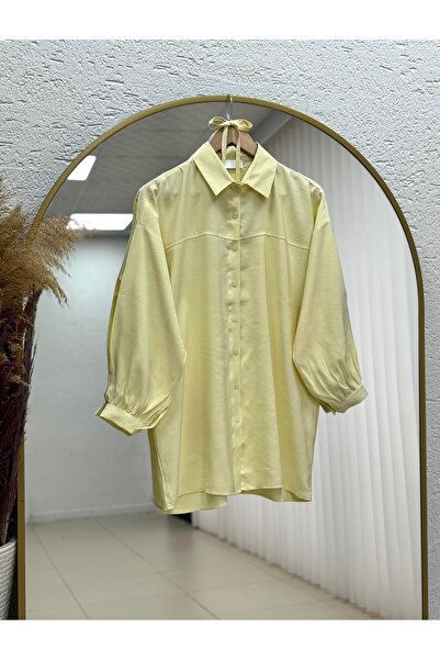 MİHRA STORE Πουκάμισο Yelilia με κορδόνια και ρόμπα Modal-PE223 Κίτρινο
