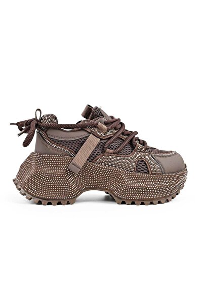 Tmall Women's Sports Shoes, -Leather with Rhinestones, D1462, Brown