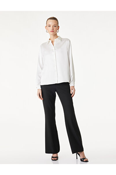 Koton Black Slim Fit Flared Fabric Pants