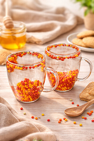 MAKRİ HOME 2 Adet Taraftar Kupa Sarı Kırmızı, 350 ml | Cidarlı Cam Taraftar B...