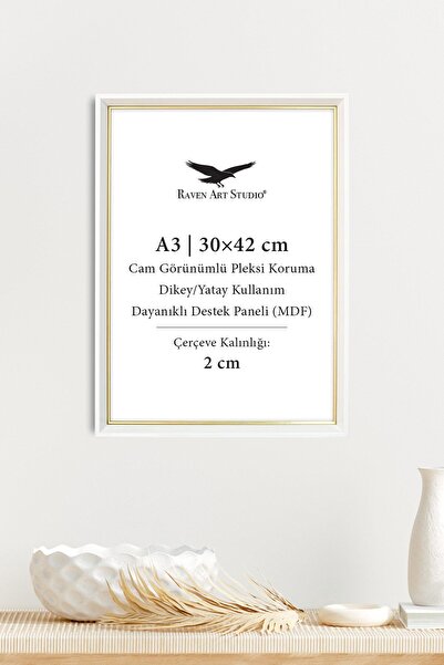 Raven Art Studio Halo A3-30x42cm ABeyaz Ramă pentru fotografii, documente, po...