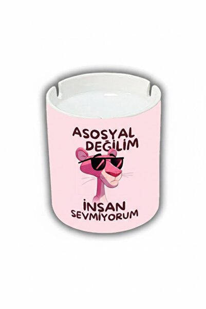 sartre art Pembe Panter Tasarımlı Hediyelik Kokusuz Söndür At Küllük Kül Tablası