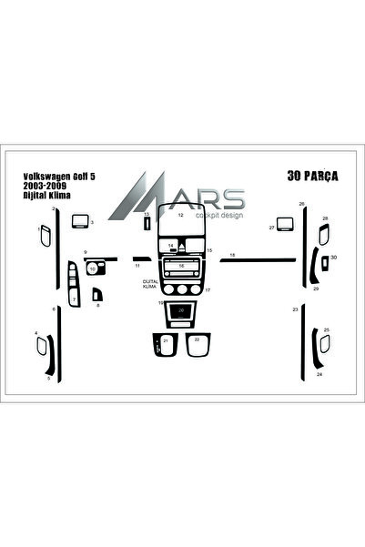 Marscockpitdesign فولكس فاجن جولف 5 كونسول توربيدو مزود بتكييف هواء رقمي 2003...