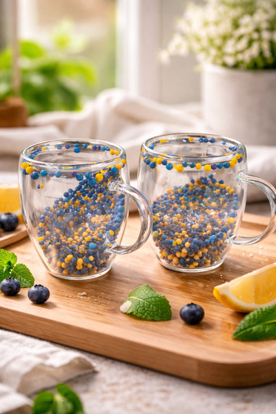 MAKRİ HOME 2 Adet Taraftar Kupa Sarı Lacivert, 350 ml | Cidarlı Cam Taraftar ...