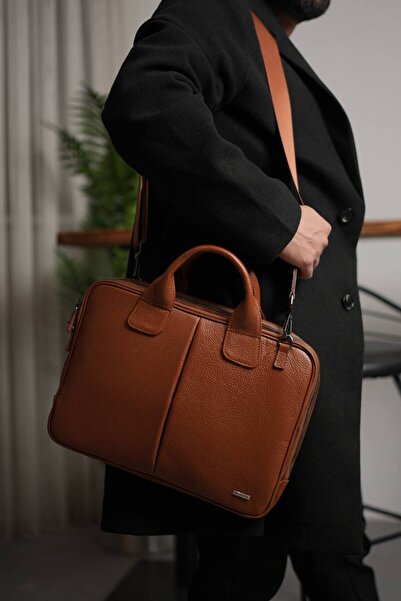 DERKON برونو موديل جلد أصلي للوثائق والكمبيوتر المحمول حقيبة سي