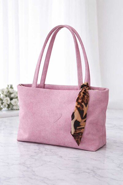 ELAN Kadın Çanta -Fular Aksesuarlı-El ve Omuz Çantası-Pembe