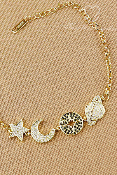 Keyifli Hayaller 100% Steel 316L Star Moon Planet Chain Bracelet Modern Gold ...