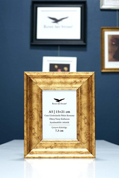 Raven Art Studio Gala A5-15x21cm Ramă pentru documente foto/poster, auriu ant...