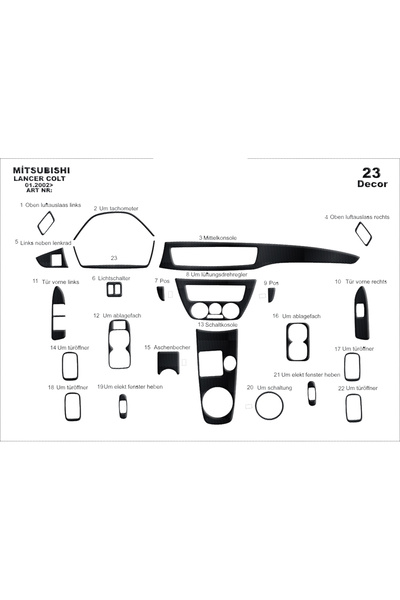 Marscockpitdesign ميتسوبيشي كولت - لانسر كونسول-توربيد 2002 23 قطعة