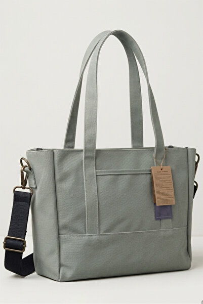 Old Cotton Mumlu Kanvas Tote Omuz Çantası ve El Çantası (ayarlanabilir ek askı)