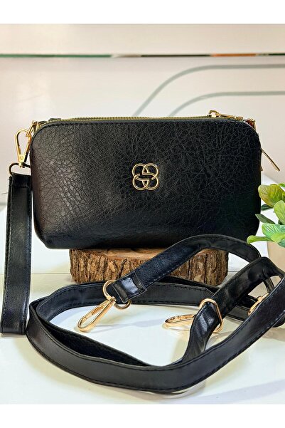 FURMELİA WOMAN Kadın Siyah 3 Bölmeli Fermuarlı Omuz Çantası - Günlük Şık Doğa...