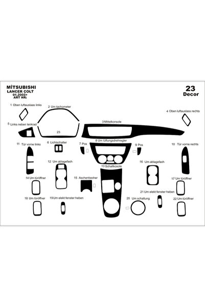 Marscockpitdesign ميتسوبيشي كولت - لانسر كونسول-توربيد 2002 23 قطعة