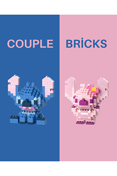Bricks Premium Stitch Couple Nano Blok Seti Sevgiliye Özel Çift Karakter Yapb...
