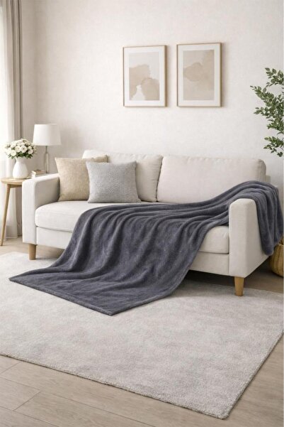 Çeyiz Diyarı Wella Soft 130x170 cm Tv Κουβέρτα si Σκούρο Γκρι