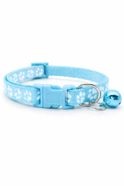 Miliva Pati Patterned Light Blue Adjustable Rattle Cat-Dog Collar