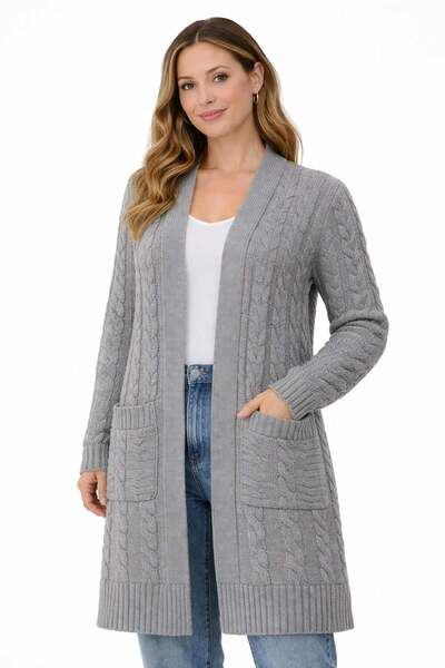 ModaPlaza Women's Hair Braided Cardigan 7129