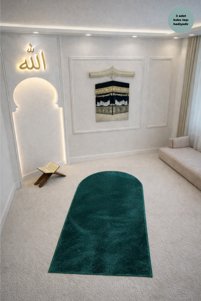 Modernsoft Yeşil Yumuşak Seccade Lüks Kaymaz Taban Namazlık Şık Modern Çeyizl...