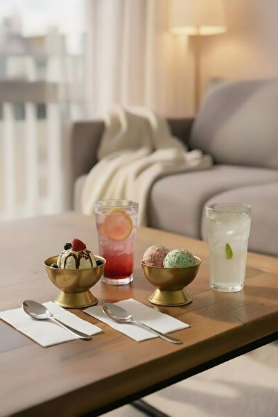 Bereketli Store 2’li Ayaklı Mini Gold Sunumluk – 10 cm Dekoratif Küçük Sunum ...