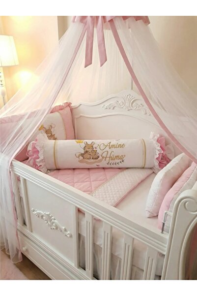 bebek_iklimi Nakışlı Şeker Yastık Silindir Kırlent - Dekoratif Bebek Yastığı