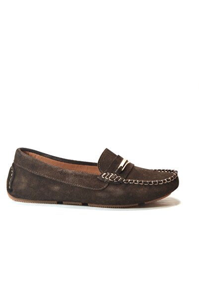 Beety 129.508 جلد أصلي براون روك نسائي حذاء لوفر حذاء مسطح