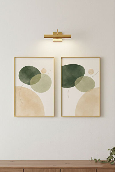 Linacci Dvostruki zlatni metalni okvir, zeleno-krem abstraktni geometrijski s...