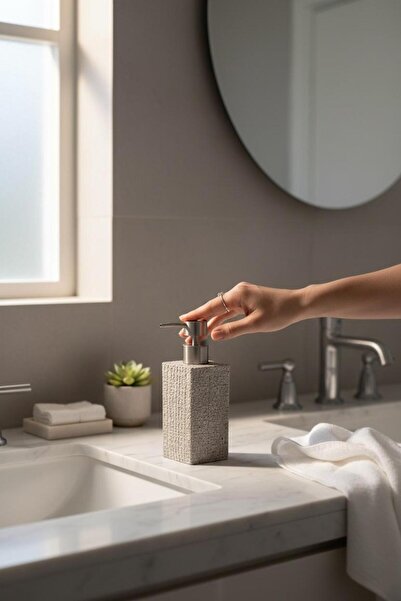 Bereketli Store Stone-Look 430 ml Liquid Soap Dispenser – Modern Design Styli...