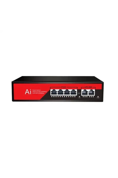 EZCOOL EZ-04PSF-FG محول شبكة إيثرنت 4 منافذ 4GE+2GE جيجابت مع تقنية POE بقدرة...