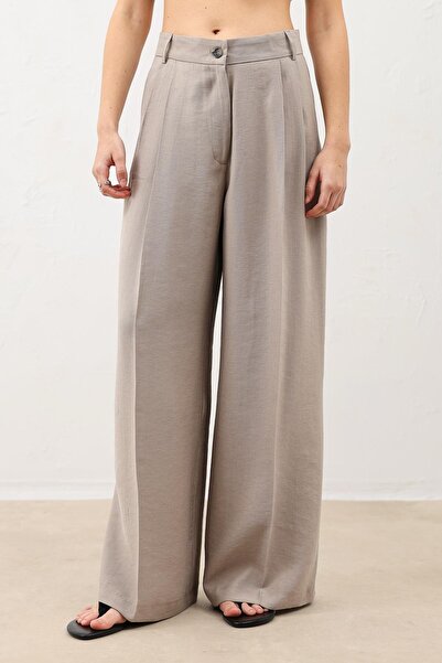 Antioch Bej Pileli Palazzo Kadın Pantolon