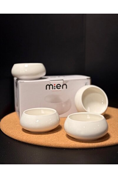 MİEN Set of 6 Round Small Porcelain Bowls for Presentation and Snacks