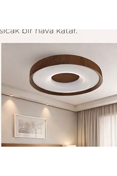 CASA LEGGERA Modern Ahşap Görünümlü LED Tavan Avize 50 çap