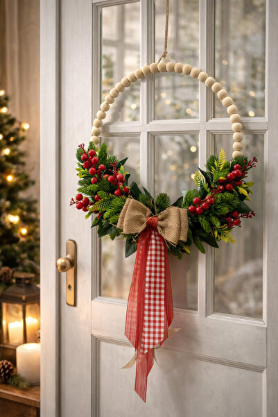 zeynep süs ev Dekoratif Ahşap Boncuklu Kapı Süsü Doğal Dekoratif Kapı Süsü