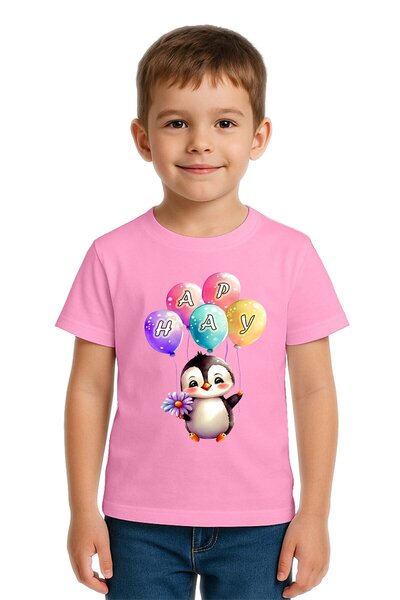 SEDİRLİ تي شيرت للأطفال من الجنسين Penguin Penguin مطبوع مصنوع من قماش قطني م...