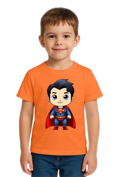 SEDİRLİ Tricou pentru copii unisex cu imprimeu Superman, din bumbac pieptănat