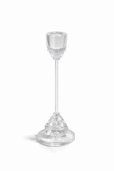 Urbanza Clear Crystal Candle Holder with Slim Stem and Faceted Base