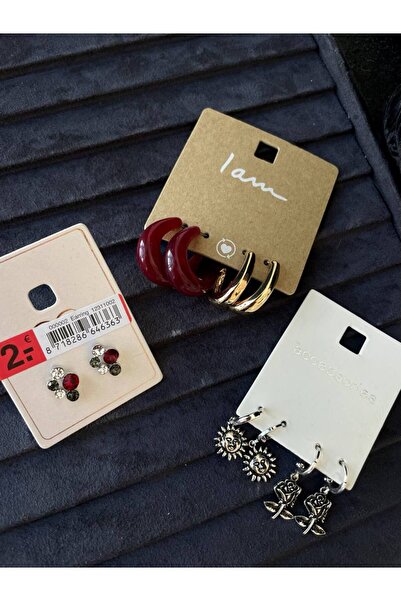 Luxiva 5 Pairs of Different Model Steel Women's Earrings Advantageous Package