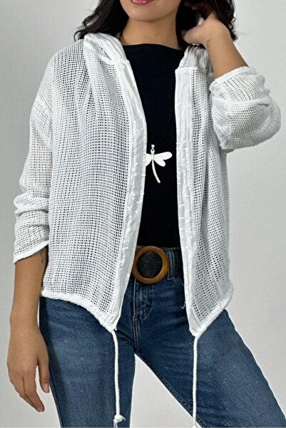 Suziş Pul Embroidered Detail K Hooded Knitted Cardigan M39437