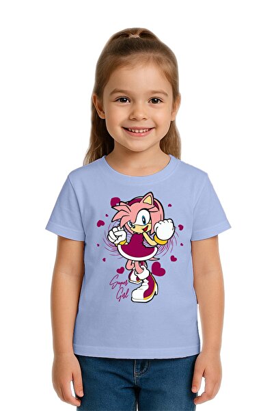 SEDİRLİ Tricou unisex Sonic Super Girl cu imprimeu pentru copii, bumbac bucăț...