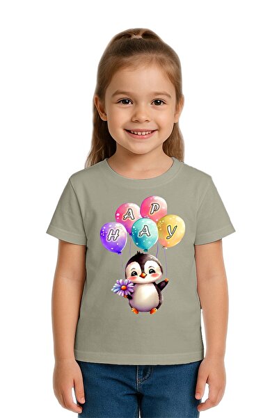 SEDİRLİ Unisex Penguin Penguin Printed Children's T-Shirt Cotton Count Combed...