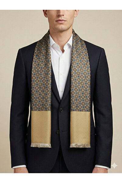 TMFASHİON Premium Erkek Vizon Viskon Karışımlı Püsküllü Desenli Fular / Şal