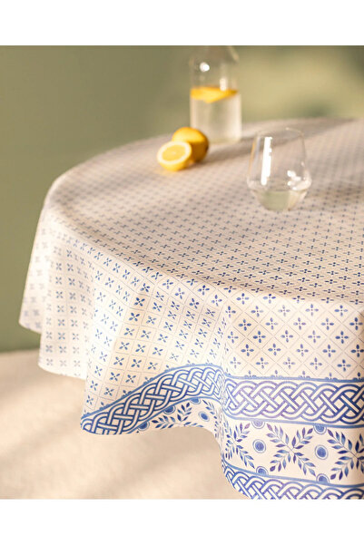 Madame Coco Agnes PVC Stolnjak - Bela/Plava - 140 cm