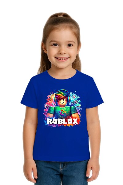 SEDİRLİ تي شيرت روبلوكس مطبوع للأطفال للجنسين، قماش قطني ممشط قطن قطعة