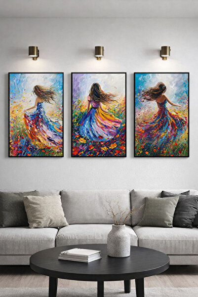 Linacci Σετ Τριπλών Μεταλλικών Αφισών Ζωηρών Λουλουδιών σε Μαύρο και Λευκό Χρ...