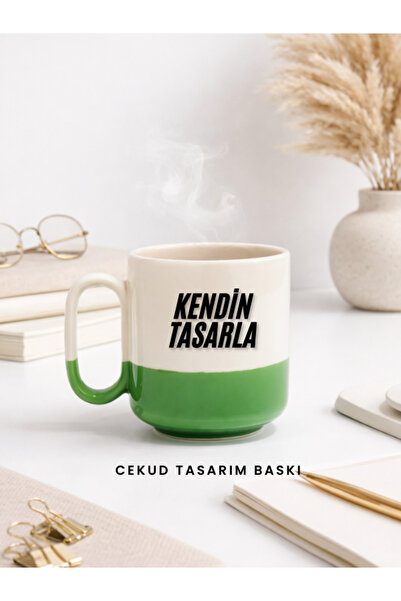cekud tasarım baskı Kendin Tasarla Kupa Bardak Mavi Yeşil Tasarım – Kişiye Öz...