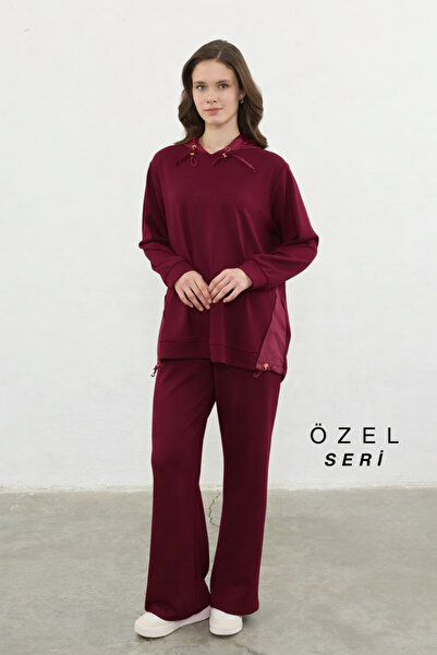 Mogi Butik Oversized Garni Detailed Modal Hijab Hooded Women's Set 3187 - Spe...