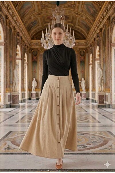 newmisal Women's Comfortable Fit Skirt with Elastic Waist in Gabardine Fabric