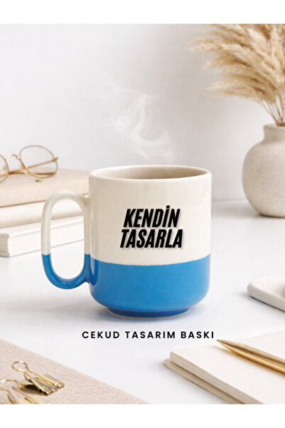 cekud tasarım baskı Kendin Tasarla Kupa Bardak Mavi Alt Tasarım – Kişiye Özel...