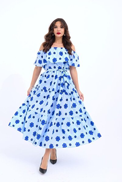 Hiccup JANES Με σχέδιο Μίντι φόρεμα με βολάν και ανοιχτούς ώμους