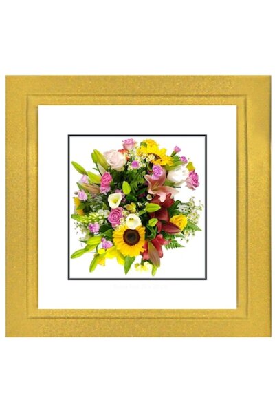 Nasticom Classic square wooden photo frame, 20 x 20 cm, Gold, Romanian Product