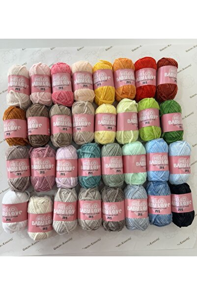 goblenkanaviçe مجموعة خيوط شانيل هالو بيبي لوف جميع الألوان 32 قطعة (ناعمة، م...