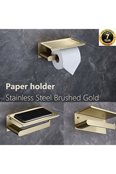 OEM Bathroom Sink Wc Toilet Paper Holder with Stand Matte Gold Color Square I...